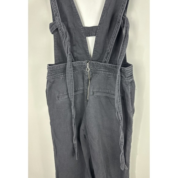 Pilcro x Anthropologie Puddle Jumpsuit Wide Leg Faded Black Raw Hem 28 Tall - Picture 15 of 16